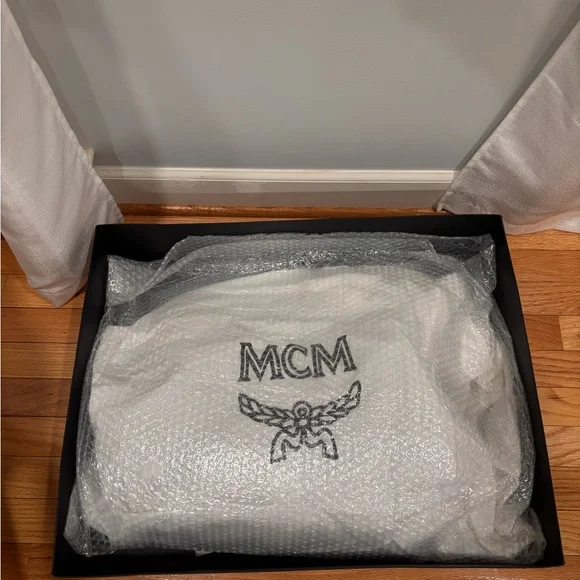 MCM Brown and Blue Tote with Pouch - Picture 7 of 7